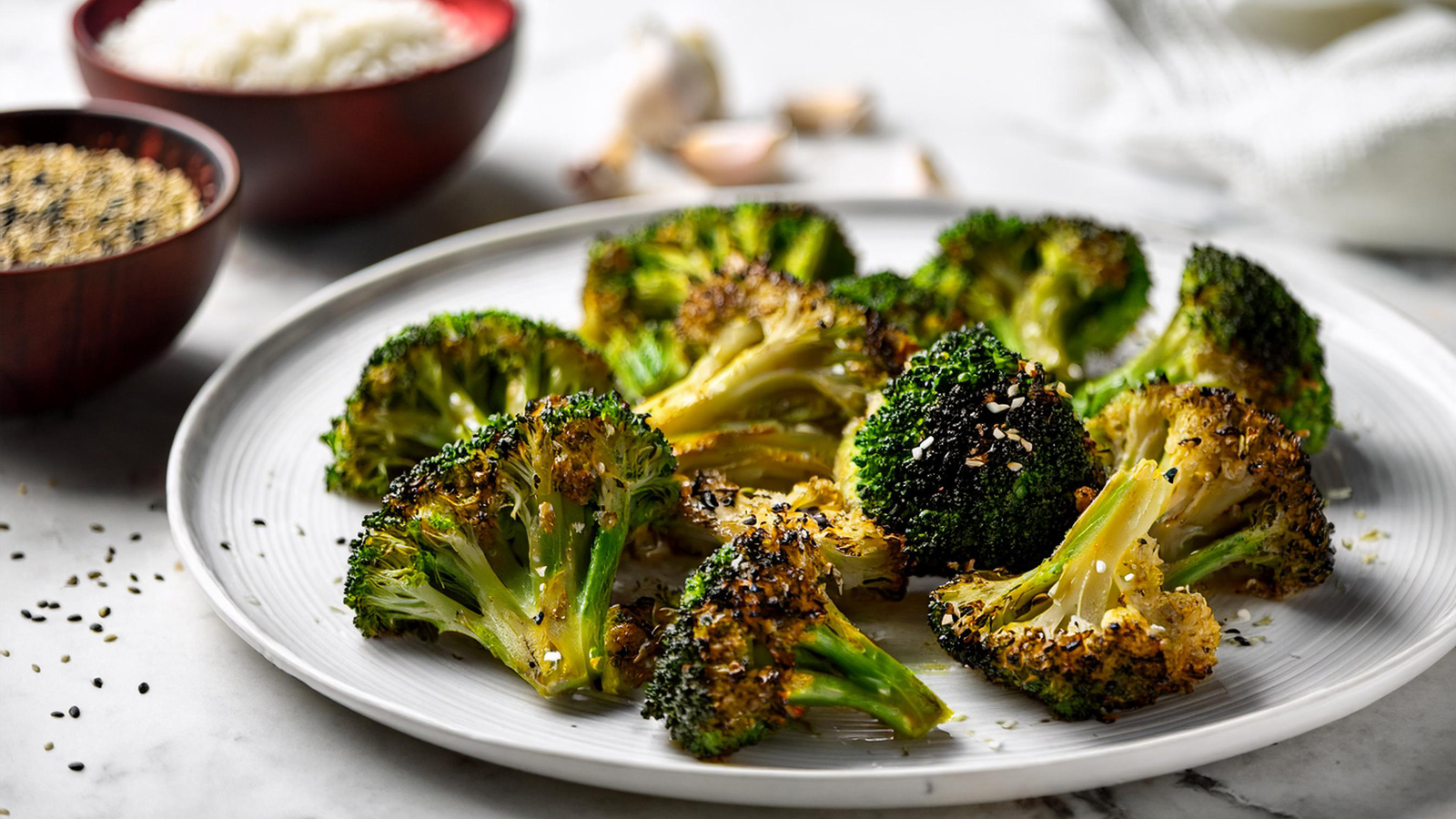 Geroosterde broccoli roosjes uit de airfryer