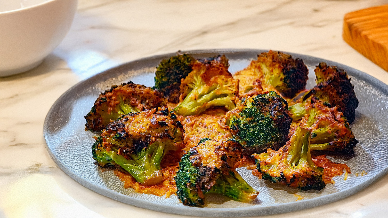 smashed broccoli parmesan